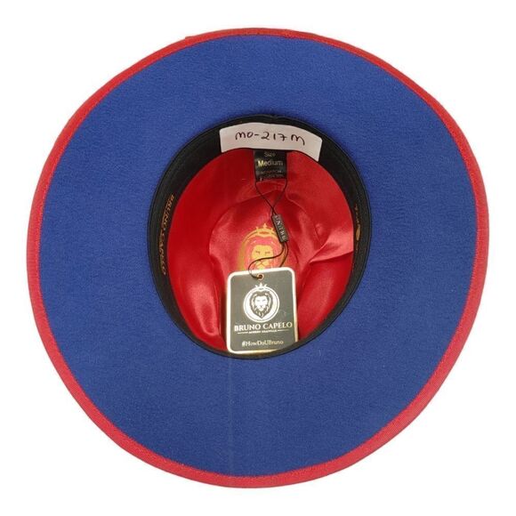 MEN'S BRUNO CAPELO MONARCH COBALT BOTTOM WIDE 3" BRIM WOOL FEDORA. MO-217. - Picture 7 of 7